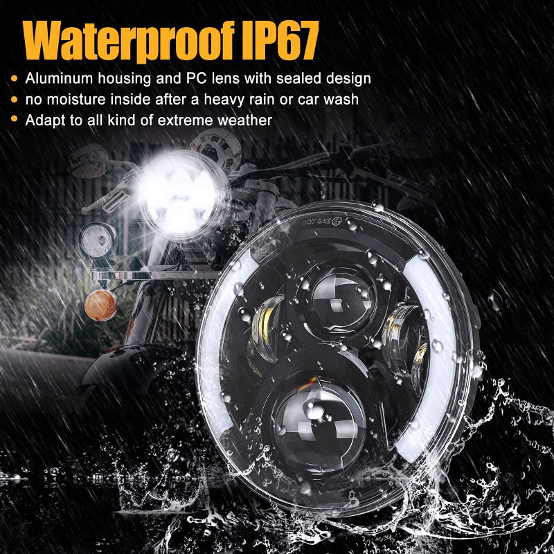 SUPAREE 7 Inch LED Motorcycle Headlight with Turn Signal: Black Motorcycle Headlight Compatible with Touring Road King Ultra Classic Electra Street Glide Tri Cvo Heritage Softail Slim Deluxe Fatboy - Image 5